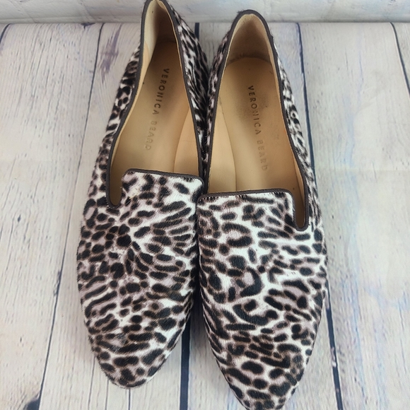 Veronica Beard Griffin calf hair flats loafers leopard print size 8.5 - Picture 2 of 9